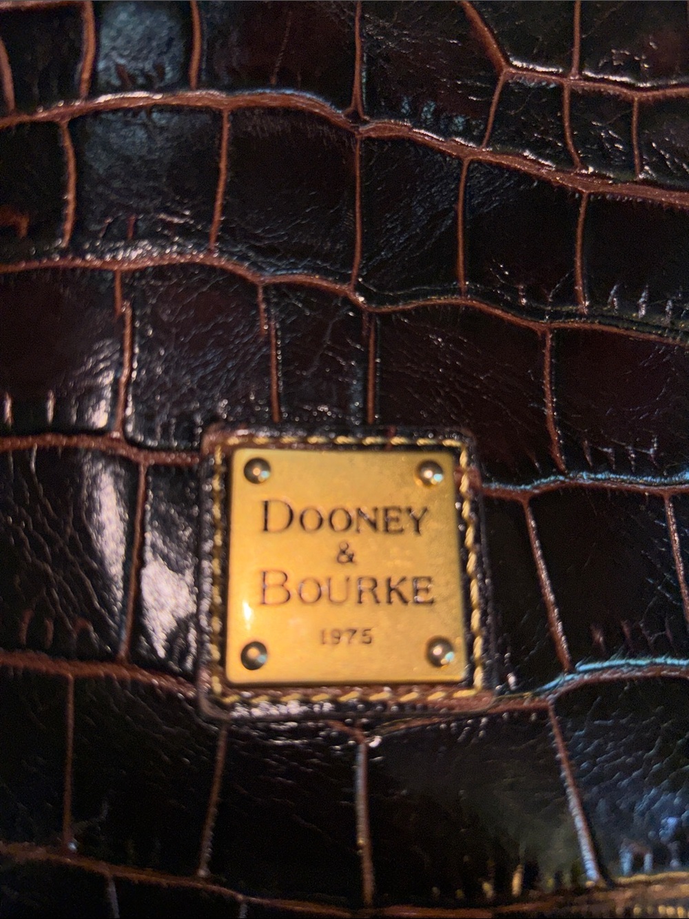Dooney & Bourke Dark Brown Croc-Shoulder Bag - Picture 10 of 14